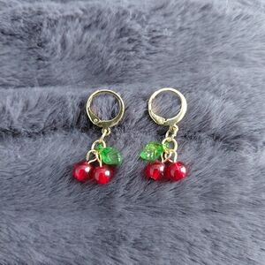 Cherry Charm Gold Earrings